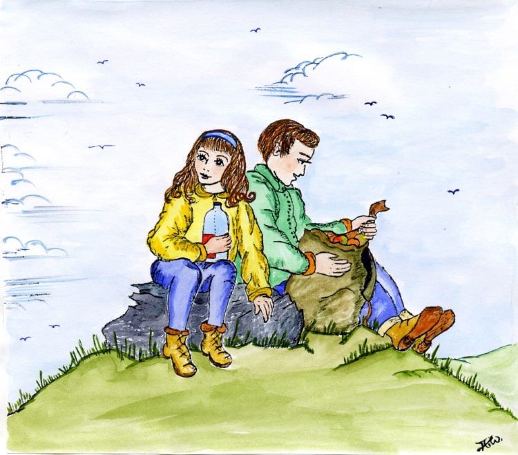 An image of Peter and Sarah on Prescelly Top.